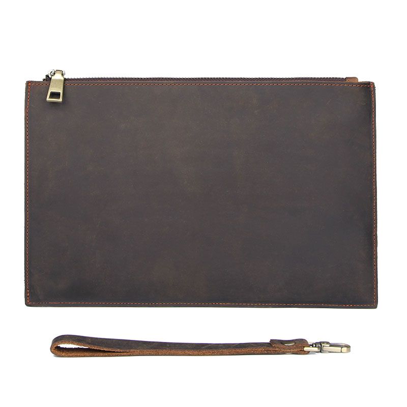 R-8455R Crazy Horse Leather Ipad Handbag Waist Bag for Men