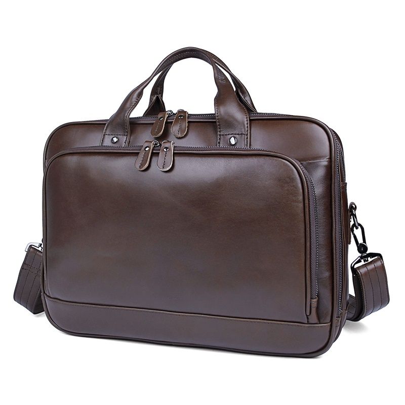 7005Q-1 Vintage Coffee Genuine Leather Men's Laptop Bag Briefcase ...
