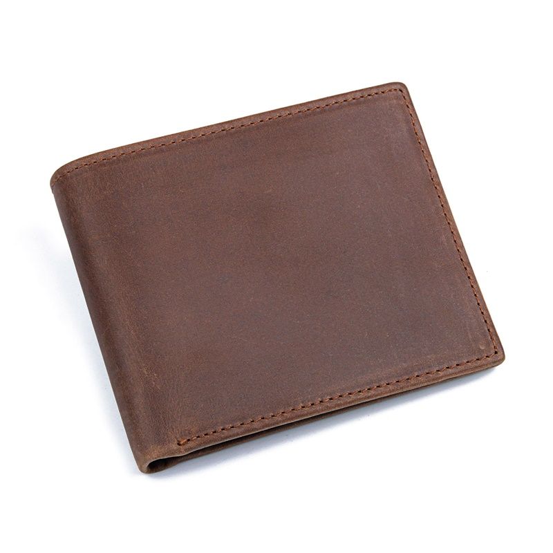 8015-3R 100% Guarantee Crazy Horse Leather Pocket Wallet Card Holder