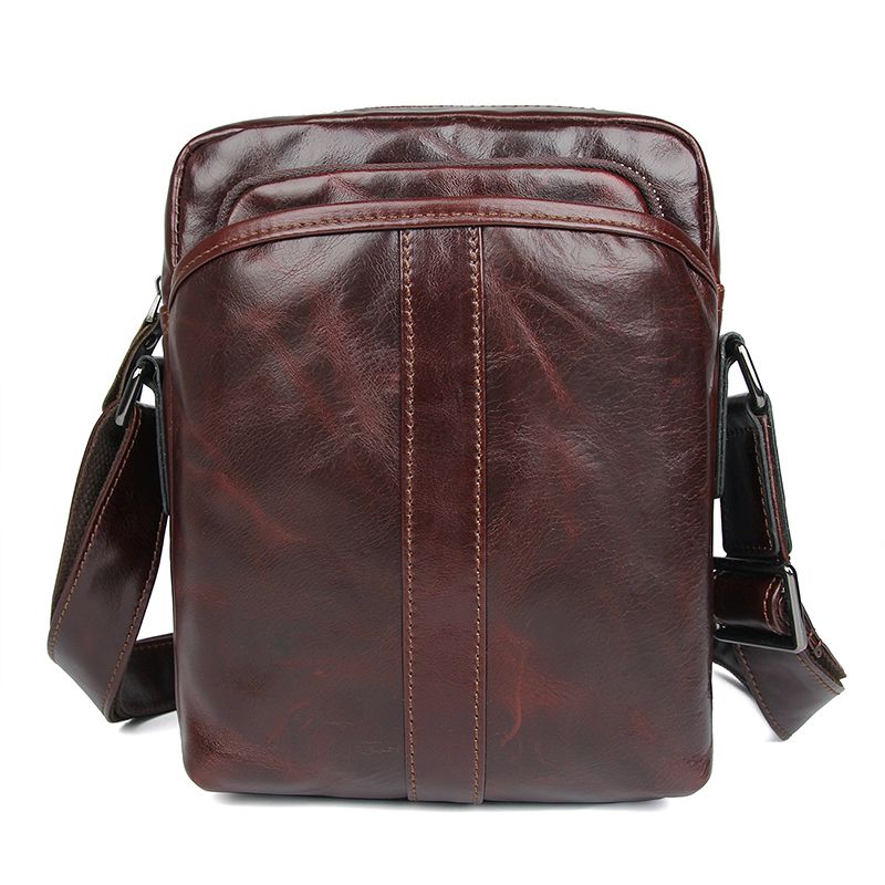 1054X Bright Brown Vintage Cow Leather Durable Messenger Bag for Men 