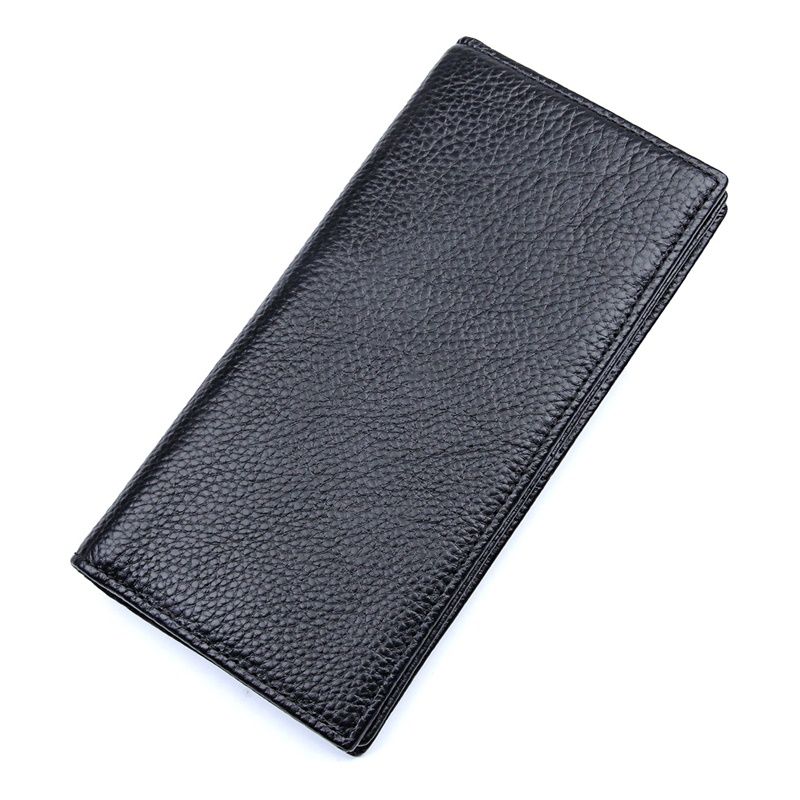 R-8030A High Quality Purse Black Cow Leather Long Style Wallet