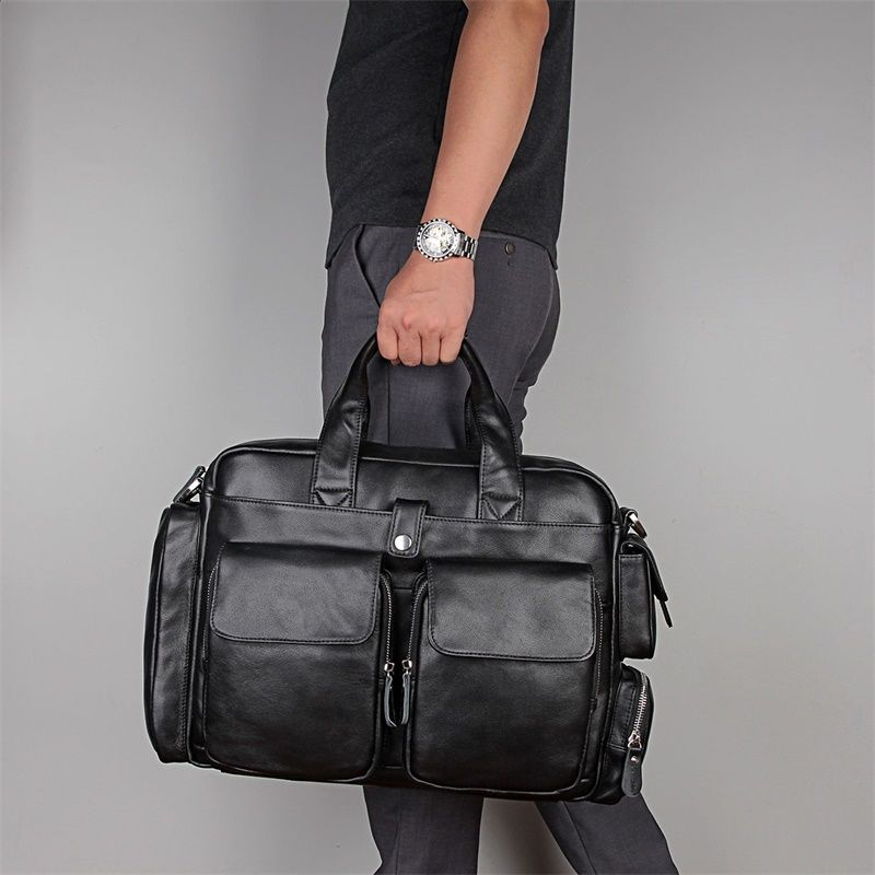 7219A Guarantee Genuine Cow Leather Men's Briefcase Handbag Messenger ...