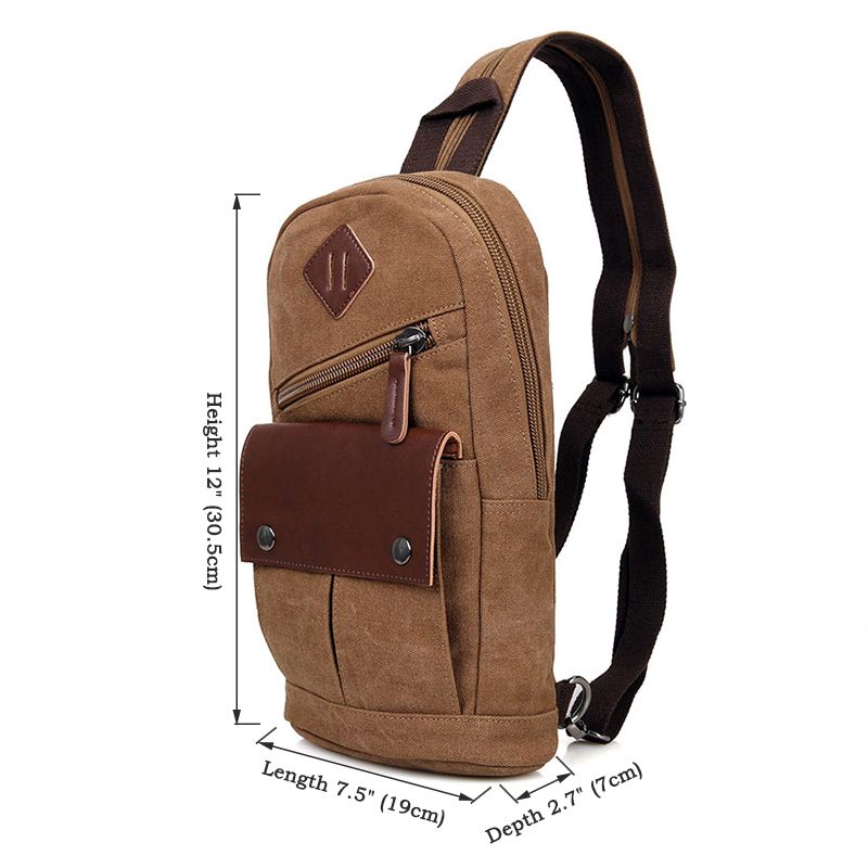 9034C Coffee Canvas Chest Bag Funny Pack Bags for Men_Waist Bag Fanny ...