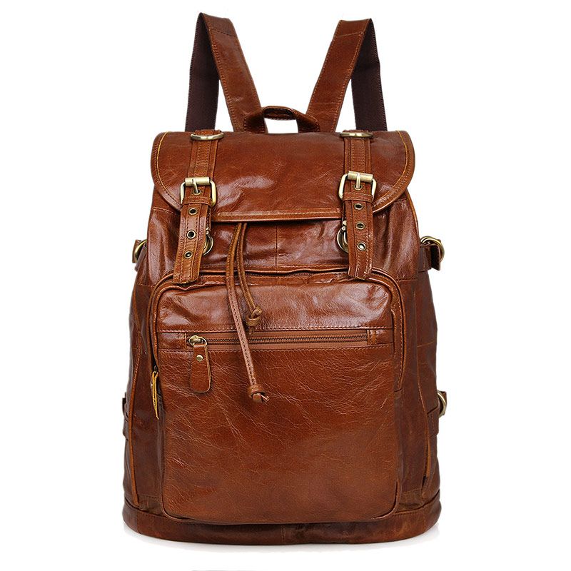 6085B Vintage Leather Style Men's Coffee Backpack Handbag Travel Bag ...