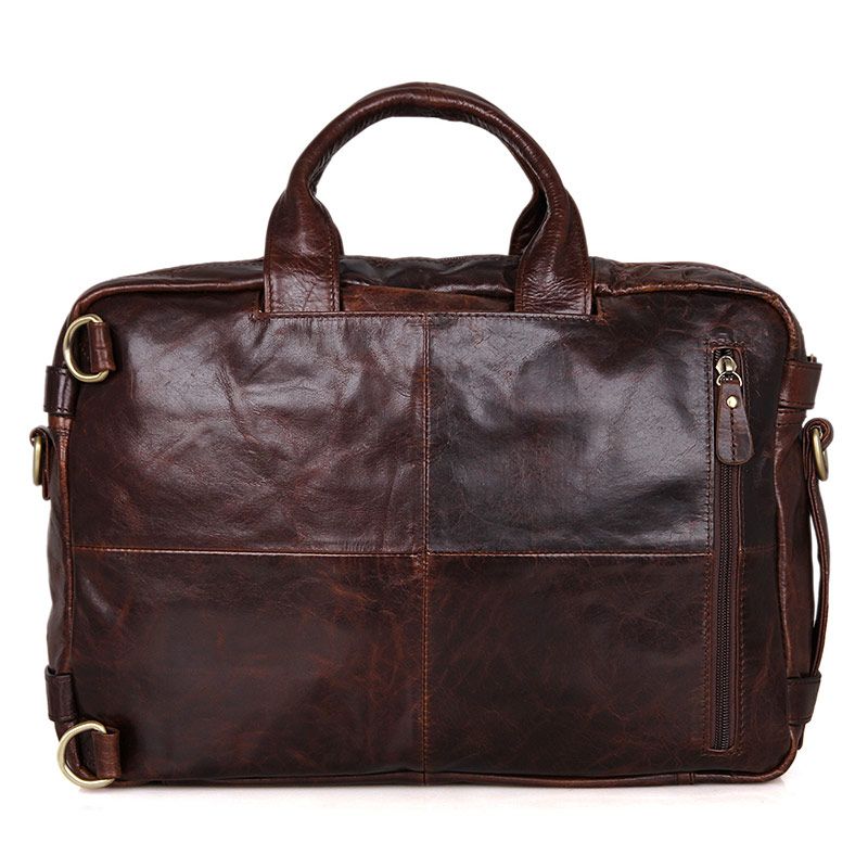 7026Q Chocolate Genuine Vintage Leather Men's Briefcase Backpack ...