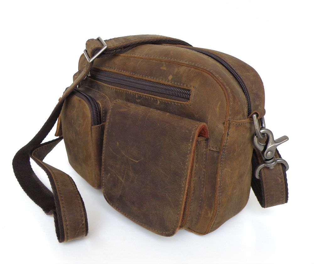 Men's Crazy Horse Leather Shoulder Sling Bag Waist Bag Funny Pack Bum ...