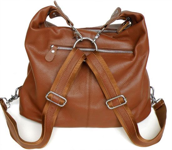 3094B Brown Genuine Leather Women's Fashion Backpack Shoulder Bag ...