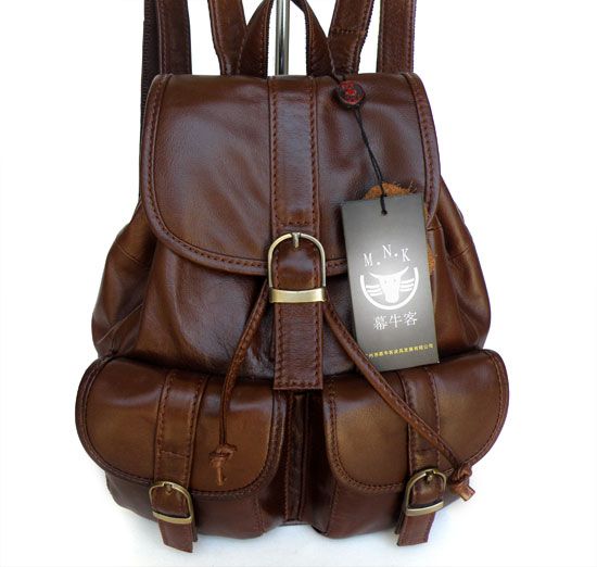2088 100% Leather Vintage Coffee Children's Backpack Satchel Purse ...