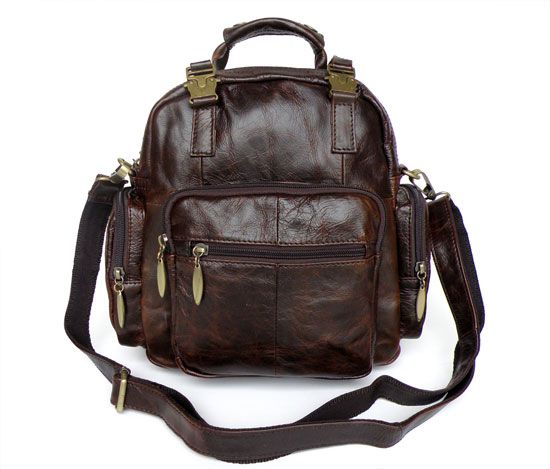 Classic Vintage Leather Men's Casual Hiking Backpack Handbag Messenger ...