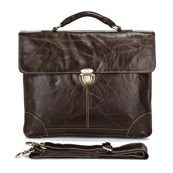7091Q Classic Vintage Leather Men's Chocolate Briefcase Laptop Bag ...