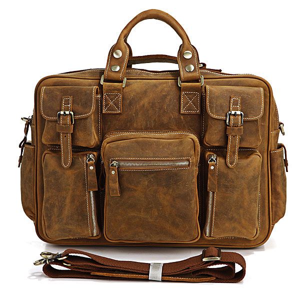 Crazy horse leather men/'s bag business handbag casual shoulder Messenger bag