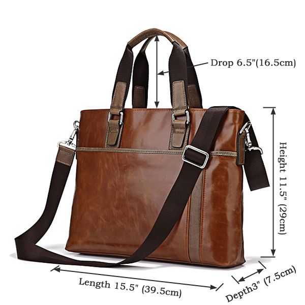 7115B 100%Genuine Cow Leather Men's Bags Handbag Briefcase Shoulder ...