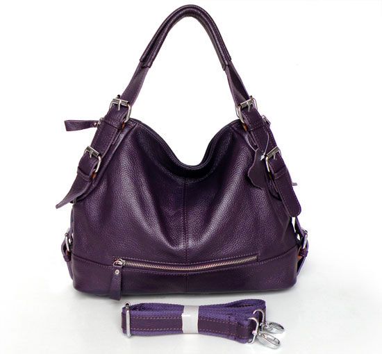 NWT Real Leather Dark Purple Lady Handbag Shoulder Messenger Bag Free ...