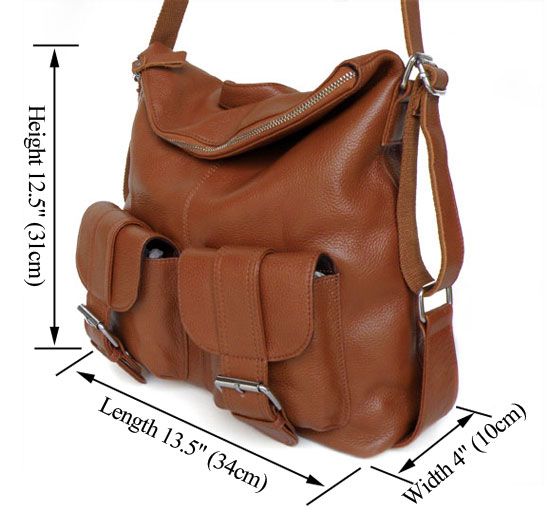 3097B Brown Genuine Leather Lady Fashion Backpack Cross Body Bag_Sling ...