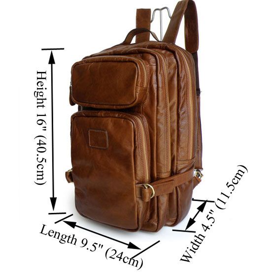 7017B Brown Leather Men's Unique Design Backpack Travel Bag_Backpacks ...