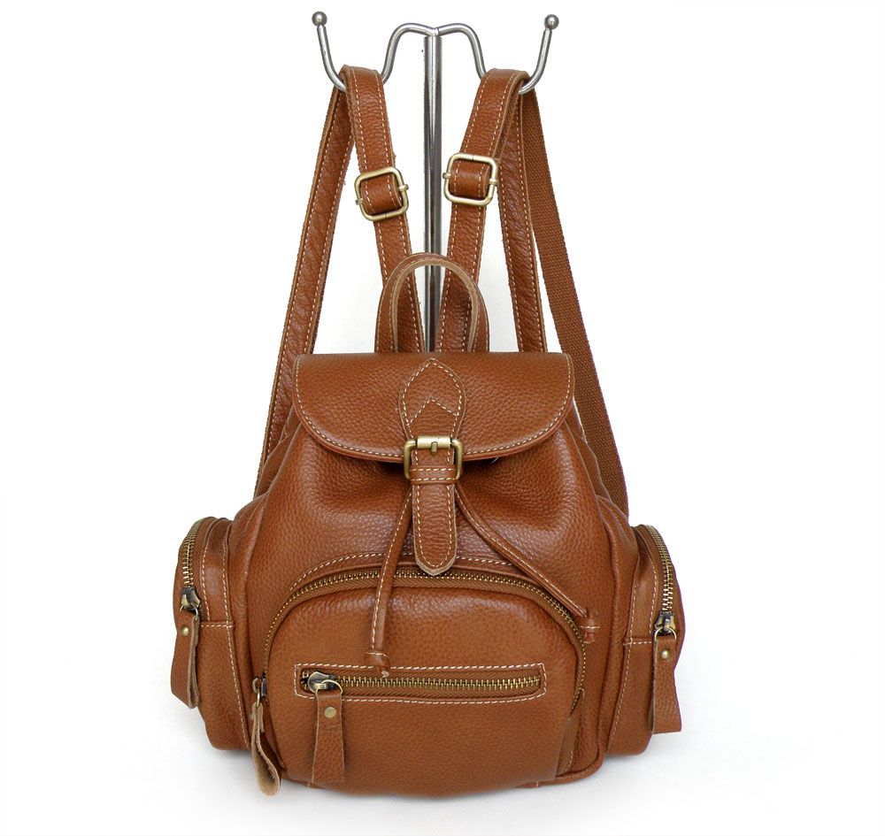 3065B 100% Genuine Leather Brown Shoulder Bag Backpack Purse_Backpacks ...