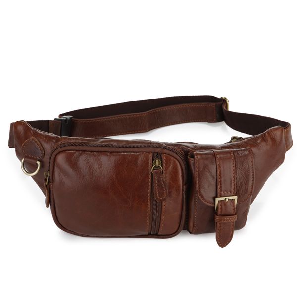 7057C Vintage Leather Men's Hiking Waist Bag Fanny Pack Purse_Waist Bag ...