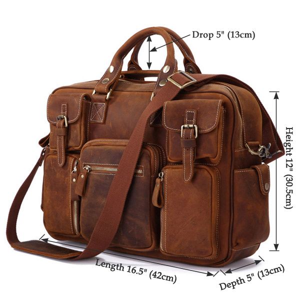 7028B-1 Rare Crazy Horse Leather Men's Briefcase Laptop Bag Dispatch ...