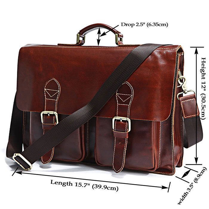 7086X Rare Genuine Cow Leather Men's Briefcase Laptop Handbag Messenger ...