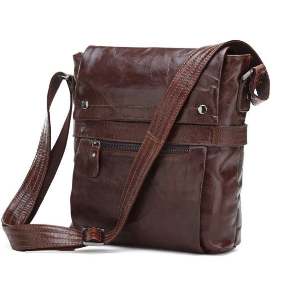7121C Genuine Vintage Leather Men's Coffee Shoulder Messenger Bag Cross ...