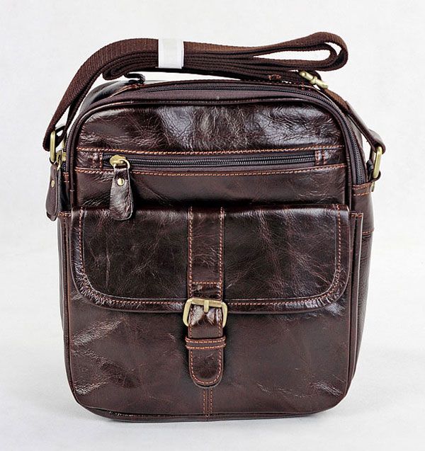 7141Q Genuine Vintage Leather Chocolate Men's Messenger Shoulder Bag ...