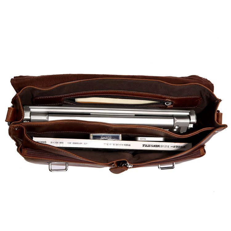 7100B-1 Vintage Tan Leather Brown Briefcase Messenger Bag_Briefcase ...
