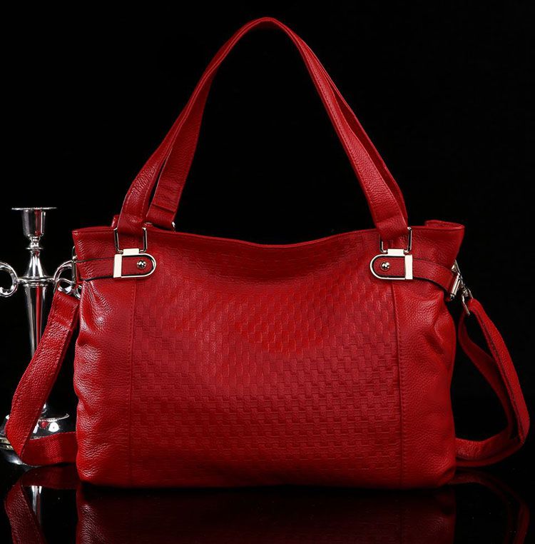 3181V Red First Layer Of Genuine Cowhide Leather Women's Shoulder Bag ...