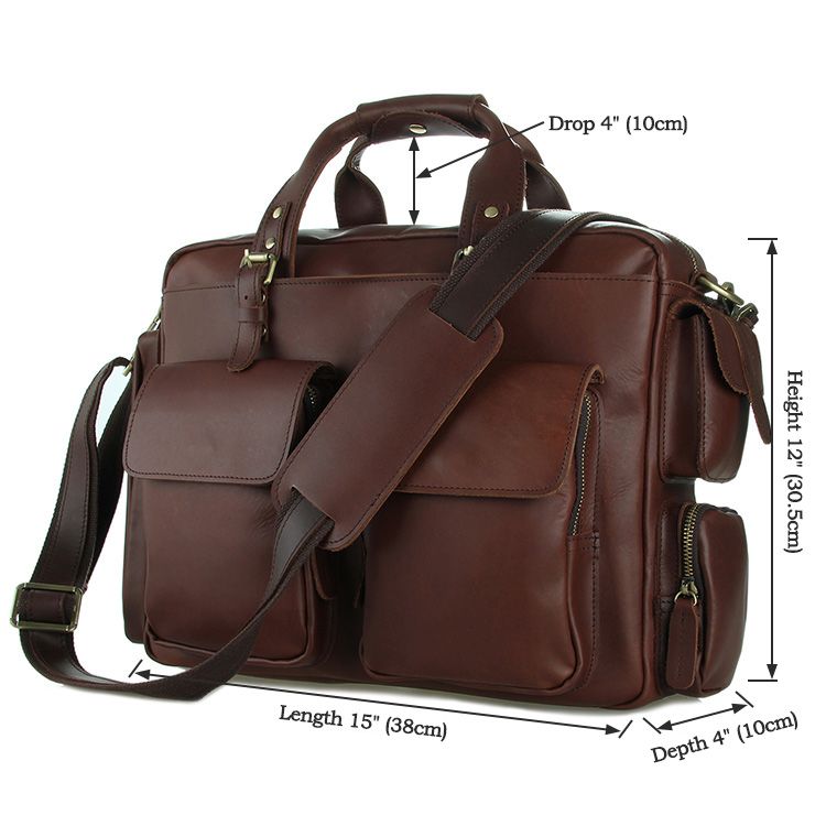 7219R Guarantee Genuine Cow Leather Men's Briefcase Handbag Messenger ...