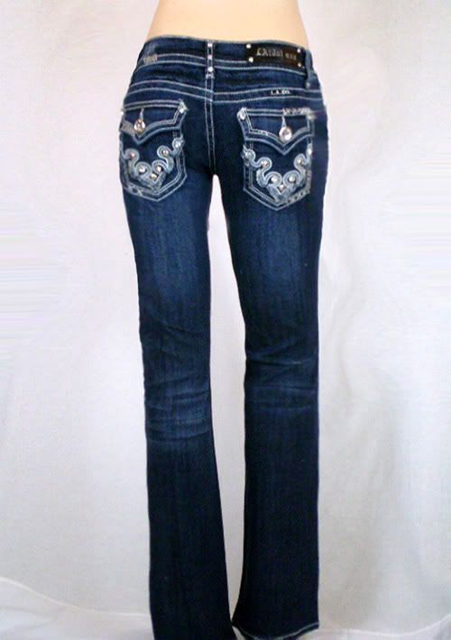 La Idol Bootcut Jeans Tribal Tattoo Rhinestones 1 13