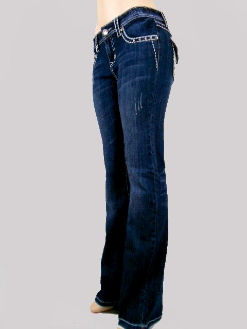 Women La Idol Bootcut Jeans Tribal Paisley Metallic Bold Stitch