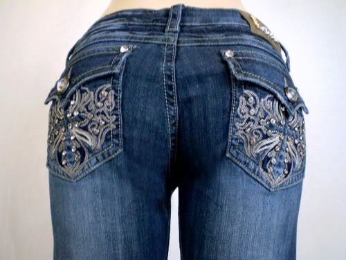 La Idol Jeans Jewel Fleur De Lis/Cross Bootcut. Sz.1 15  